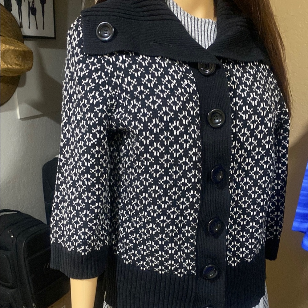 Chic Black and White Button-Up Sweater